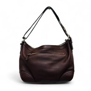 Coach Bleecker Felicia Pebbled Leather Crossbody Shoulder Bag Chocolate Brown